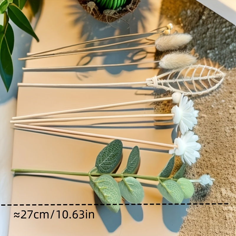 TEMU Diffuser Set With Rattan Sticks And Rattan Balls With Flower Leaves, Perfect For Home Decor, Restaurant Decoration, Room Ambiance, And Wedding