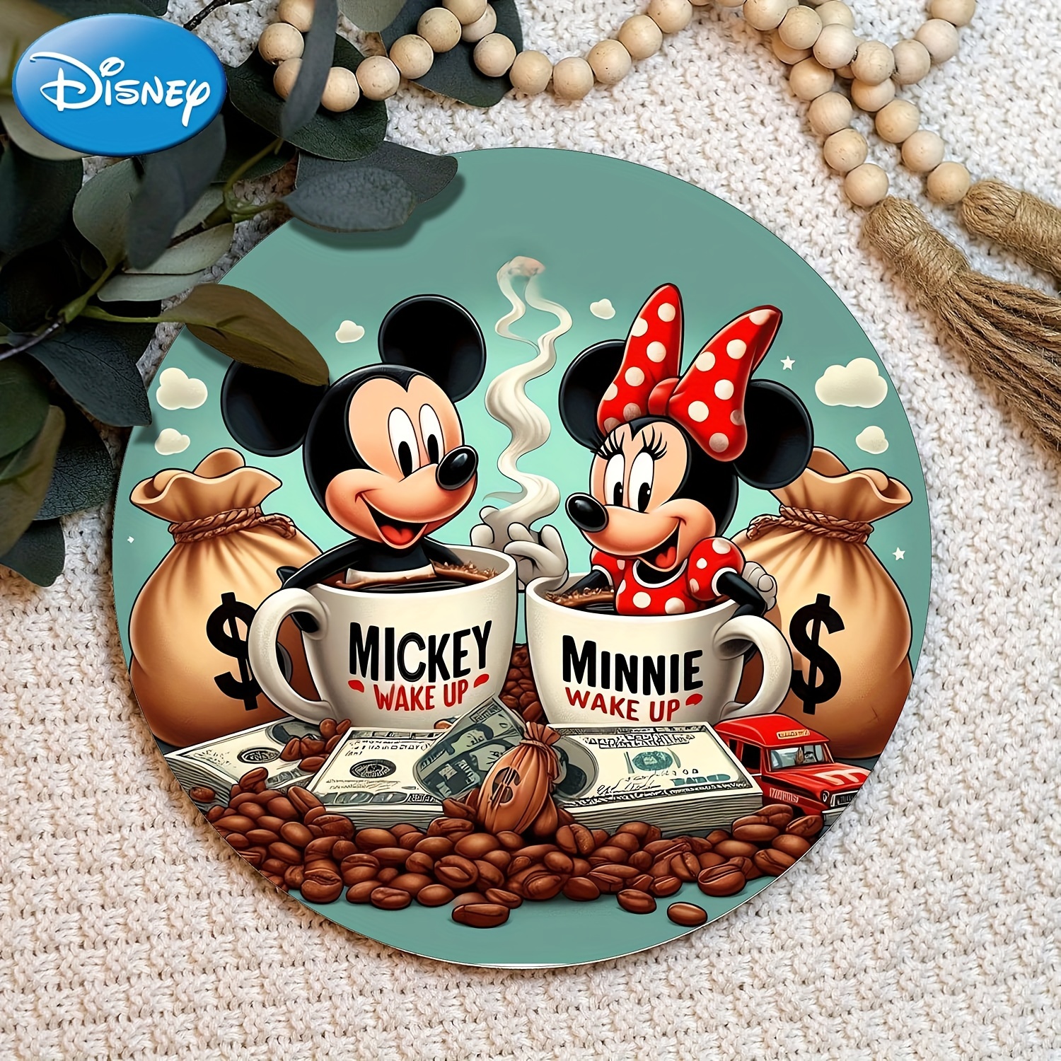 Disney-pegatinas abstractas de Mickey y Minnie para puerta, póster