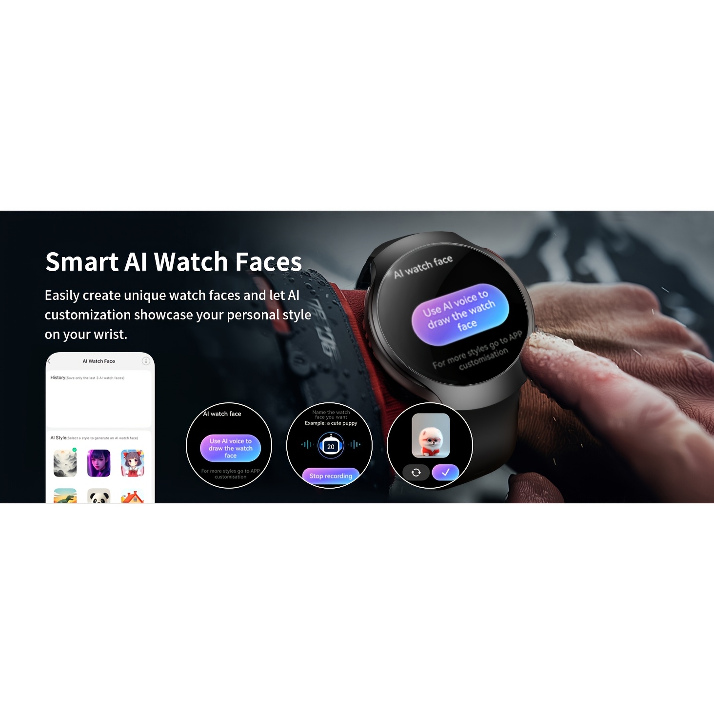 Montre Connectée 2026 avec Chat AI Extérieur et Système de Positionnement GPS, Montre Intelligente pour Femmes et Hommes, Écran AMOLED Courbé de 1,43 Pouces, Montre Sportive, 150+ Modes Sportifs, Appels Sans Fil, Suivi du Sommeil, Double Bracelet en Silicone, Batterie Haute Efficacité 390mAh pour 7
