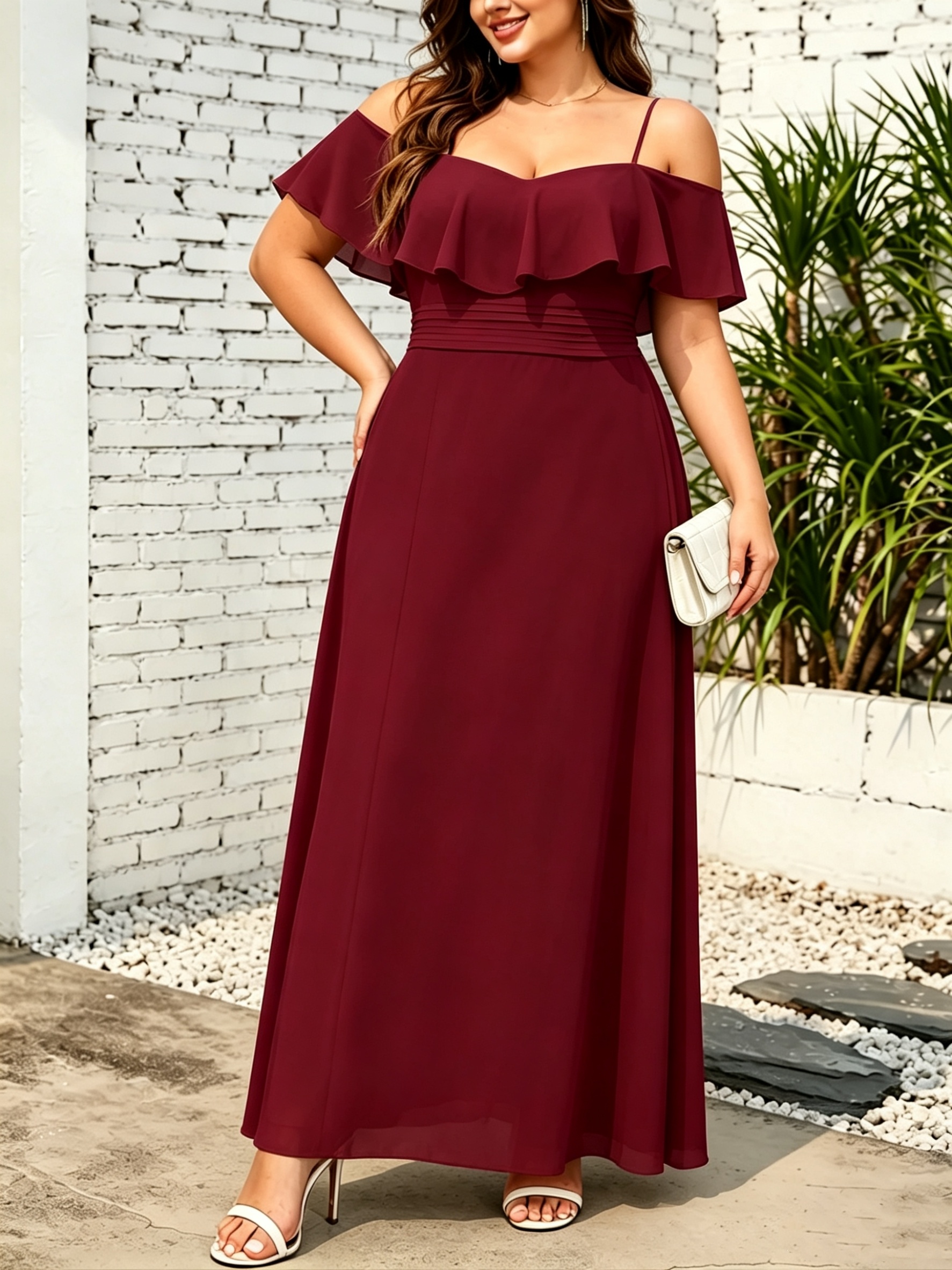 temu burgundy dress Plus Size Off Shoulder Plus Size Womens Elegant Plus Size Bridesmaid Shoulder Mauritius Prom dress