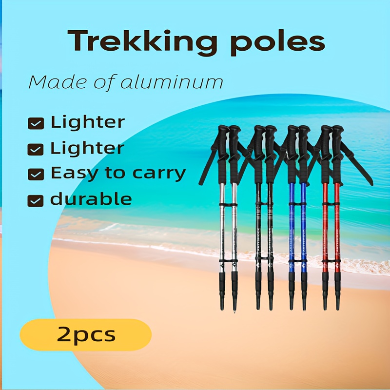 

2 Pieces Of High-quality Trekking Poles: Aluminum Alloy, Adjustable Length, Suitable For Hiking And Mountaineering - Labor Day Outdoors