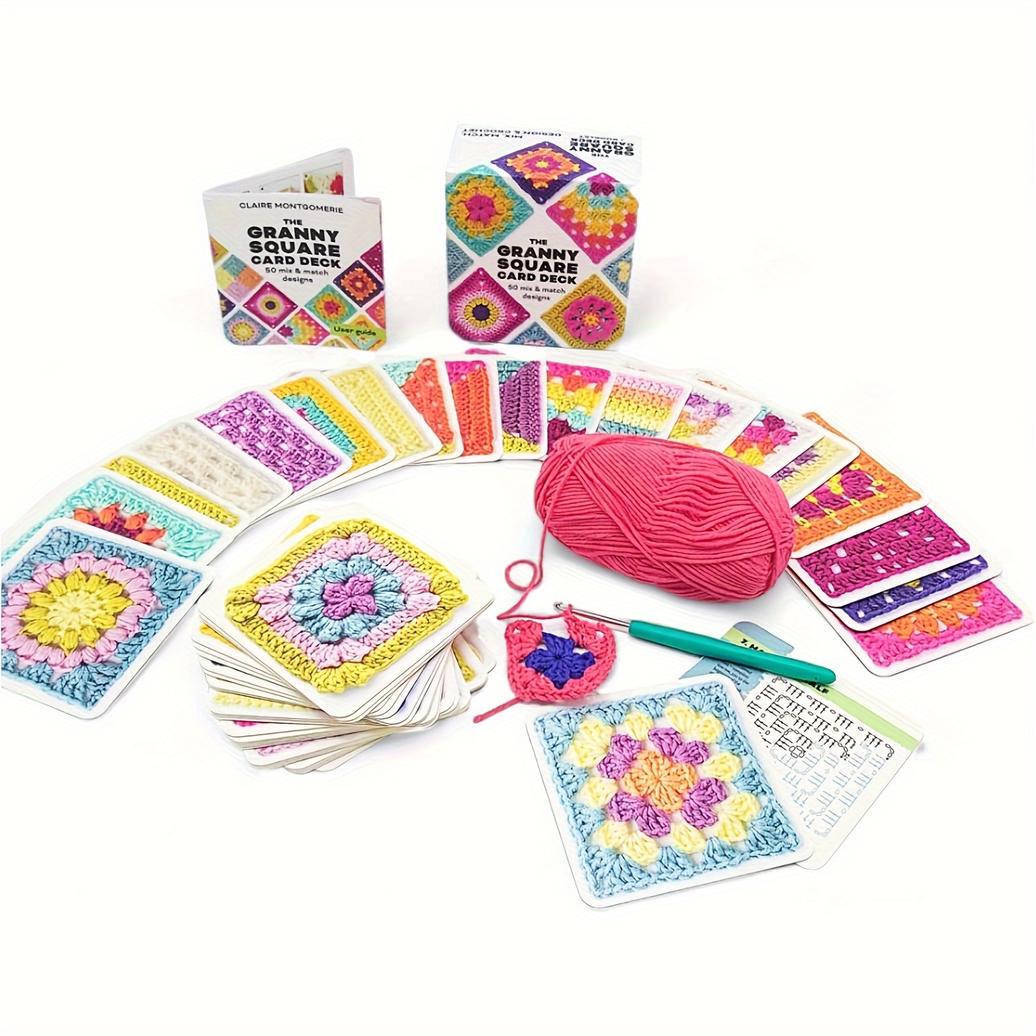 

Kit de Crochet DIY pour Adultes - Ensemble de Couverture et Jeté Granny Square avec Fil Coloré, Crochet, Outils de Couture et Tissu à - Créez Votre Cadeau pour