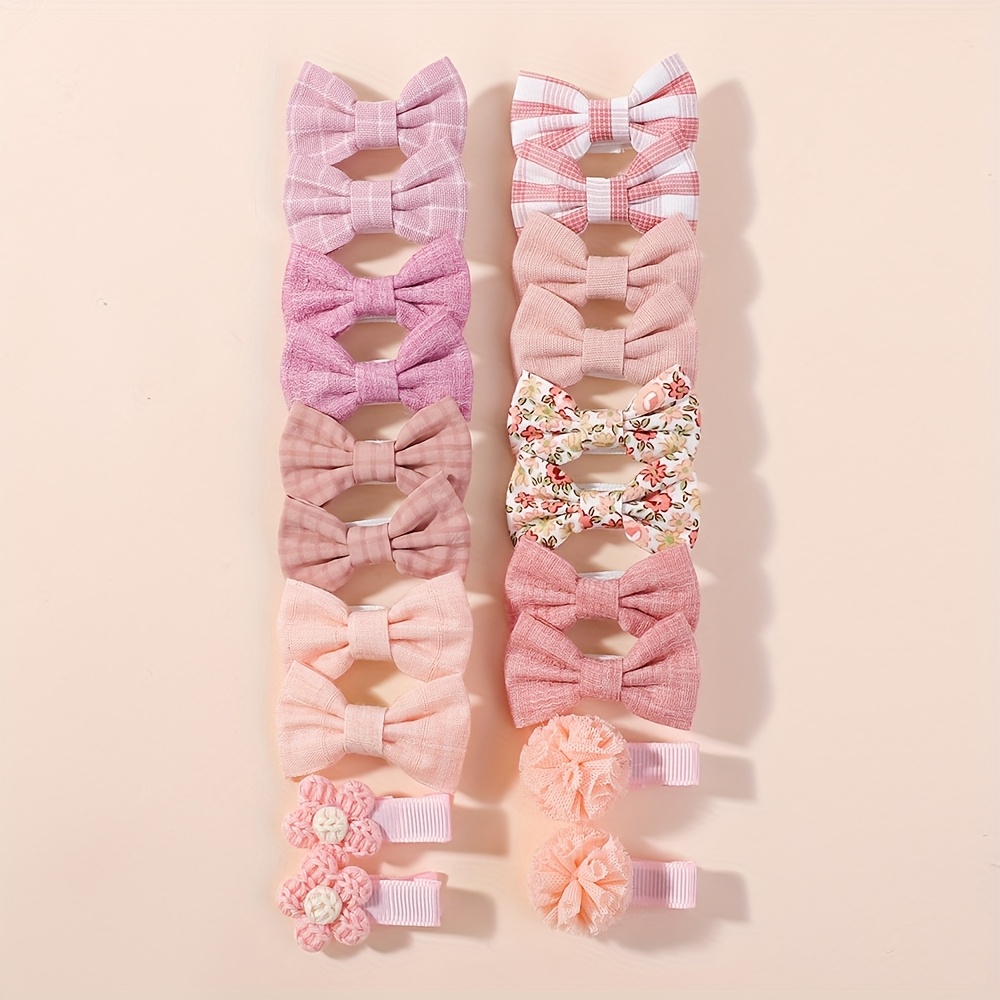 TEMU Ensemble de 20 Mini Barrettes à Nœud Style Pastoral - Imprimé Papillon en Tissu Assorti, Polyester et Fer, Idéal pour le à l'École