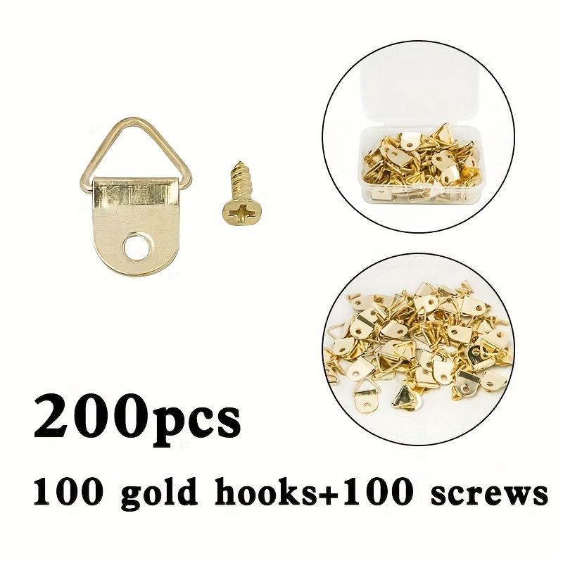TEMU Confezione da 100/200 (la confezione da 100 50 ganci + 50 viti, la confezione da 200 100 ganci + 100 viti) Staffe triangolari in metallo per