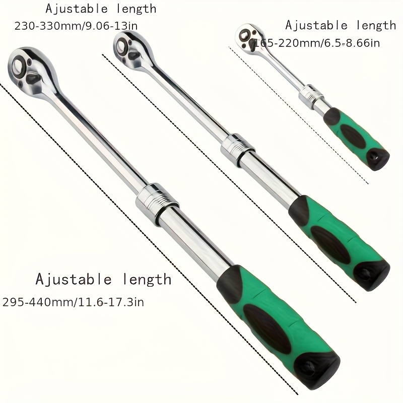 

72-tooth Extendable Ratchet Wrench - Alloy, Adjustable Height, Quick-socket Design For Auto Repair & Diy Projects