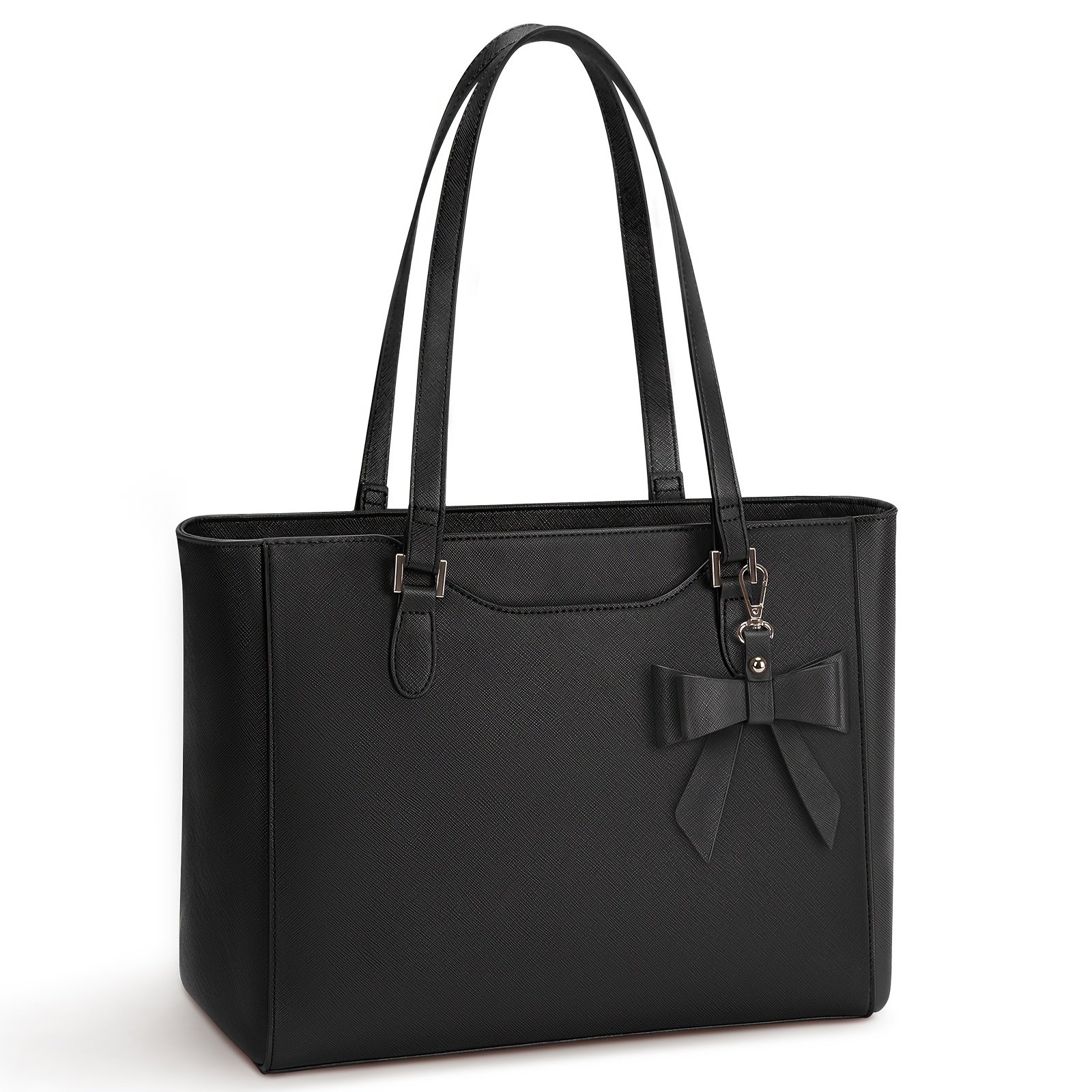 TEMU Women's Shoulder Bag Large Capacity Fashion Tote With Zipper And Bow Additions Perfect For Daily Commutes, Travel, And Shopping