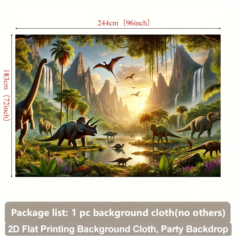 TEMU 2d Flat Printing Backdrop Banner 1pc, Beautiful Prehistoric Polyester Fabric Wall Covering, Background Cloth For Living Room, Bedroom, Office,