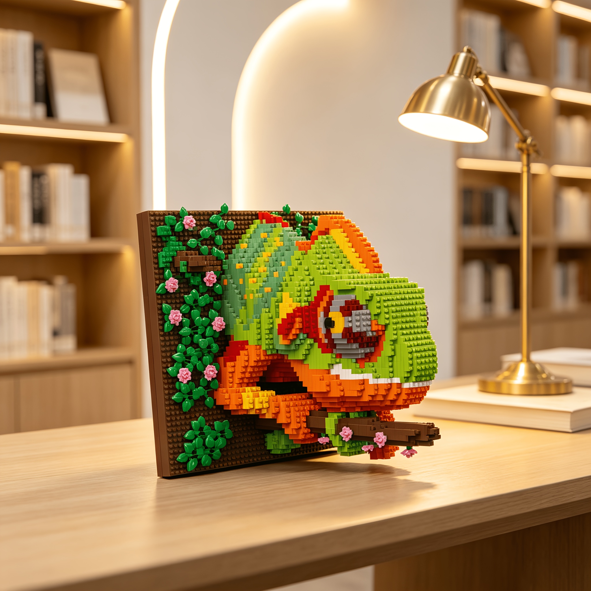 High-Difficulty 3D Building Block Mural, Chameleon Tiger Head Shark Eagle