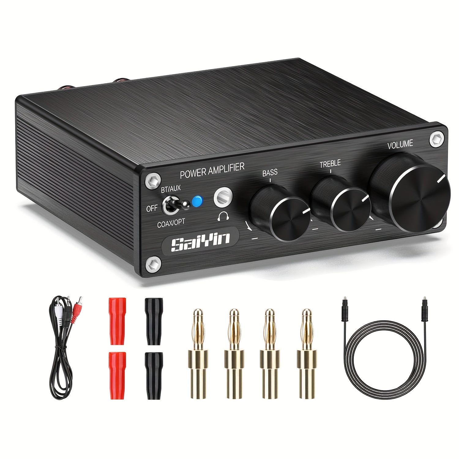   bluetooth amplifier home audio for speakers 2 80w 2 1 channel digital class d integrated amp with 24 bit 192khz dac and optical coaxial aux headphone   jack