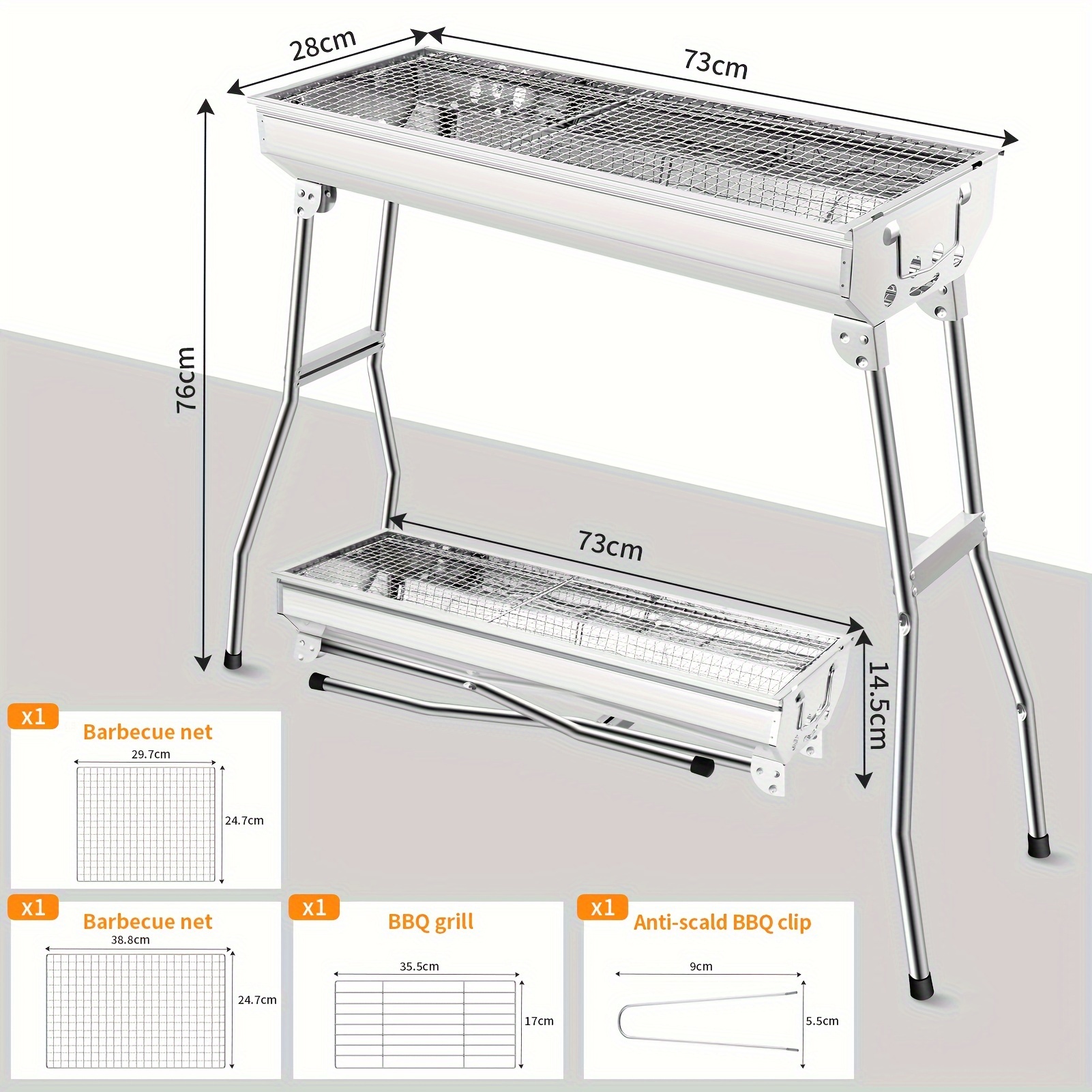 TEMU 1 pz. Barbecue a in acciaio inossidabile, da esterno per barbecue con installazione gratuita, materiale di qualit� alimentare, per giardino,