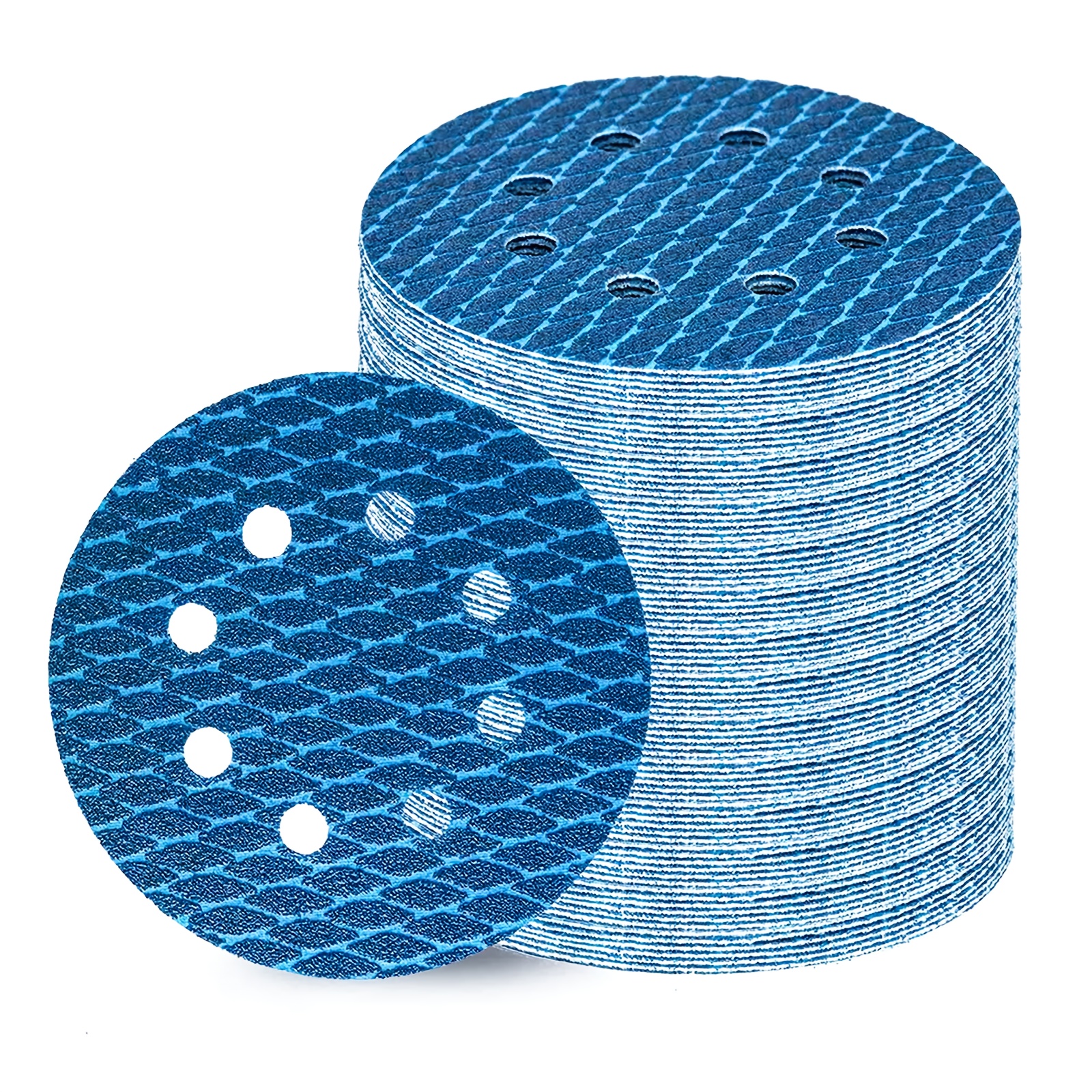 

50pcs 5-inch 8-hole Blue -shaped Anti-clogging Sand, Gravel, Sandpaper, Wood Wall, Metal Universal Type