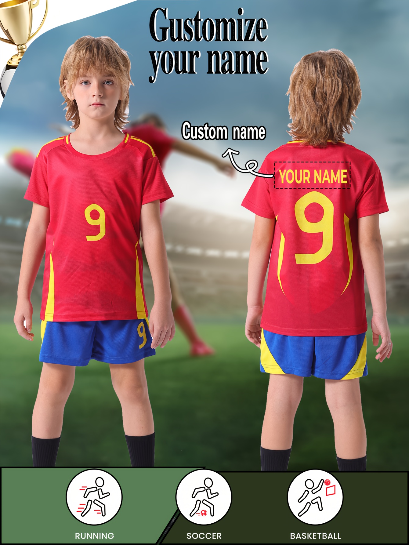 boys soccer jersey shorts set quick dry athletic outfit Temu