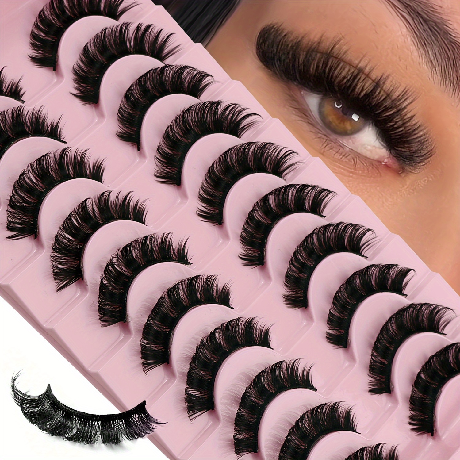 

10 Pairs Of , , , Long, Non-irritating False Eyelashes, Reusable, Instantly !