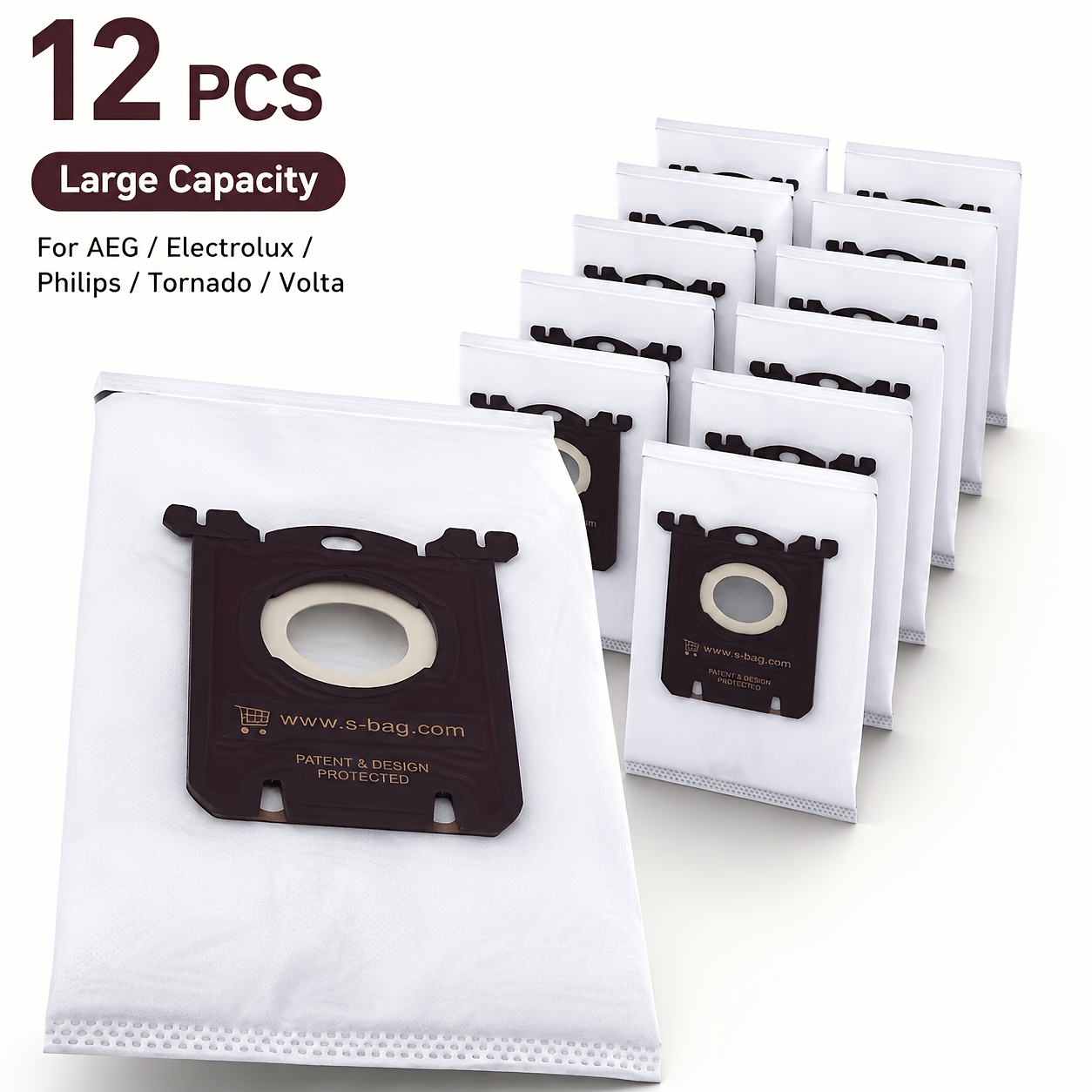TEMU Lot de 12 sacs d'aspirateur compatibles avec les modèles FC8020, FC8130, HR8349, HR8368, FC8404, HR8300, que les sacs standard AEG Tornado et