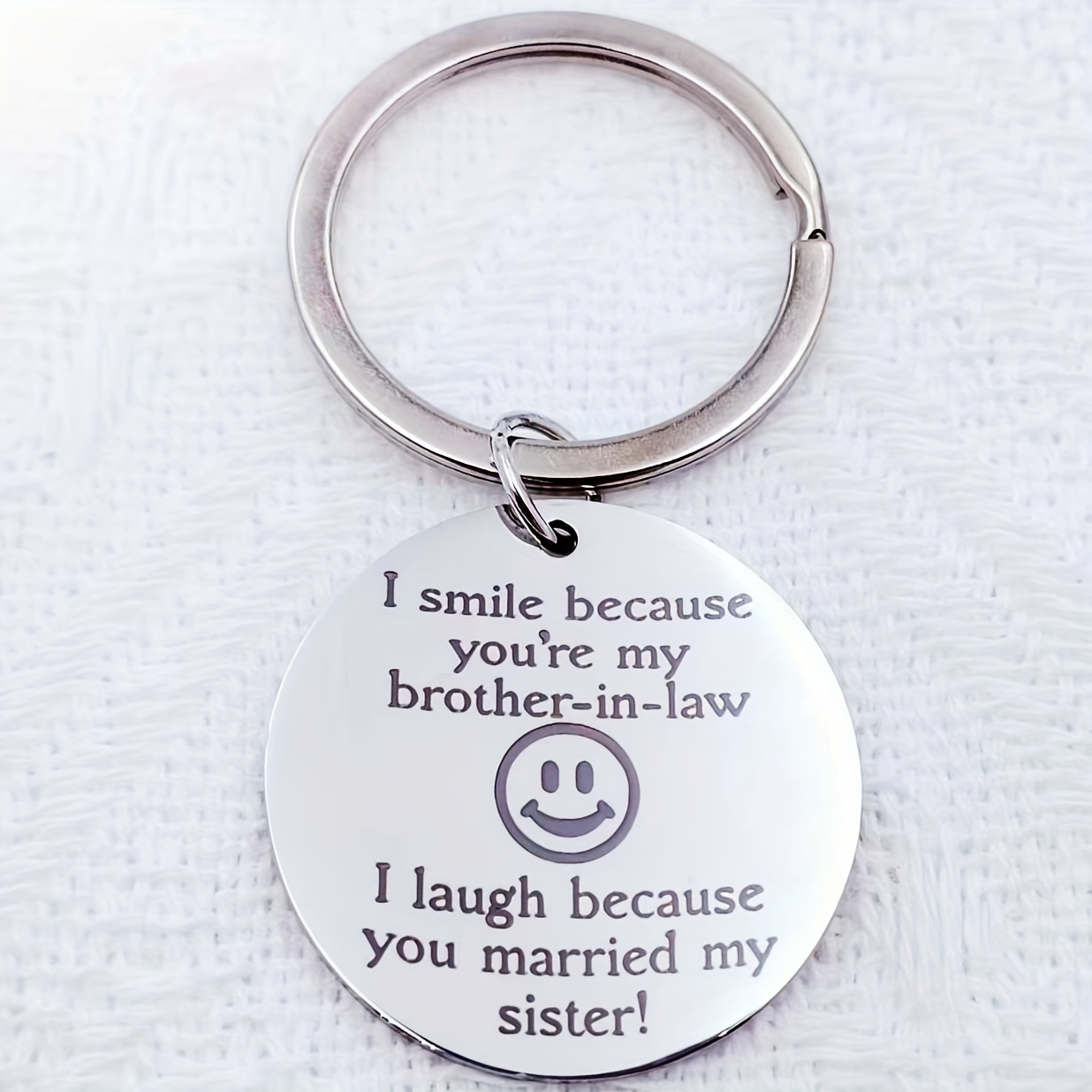 TEMU Stainless Steel Keychain For -in-law - Novelty Engraved Key - Humorous Sibling Relationship Gift - 1pc