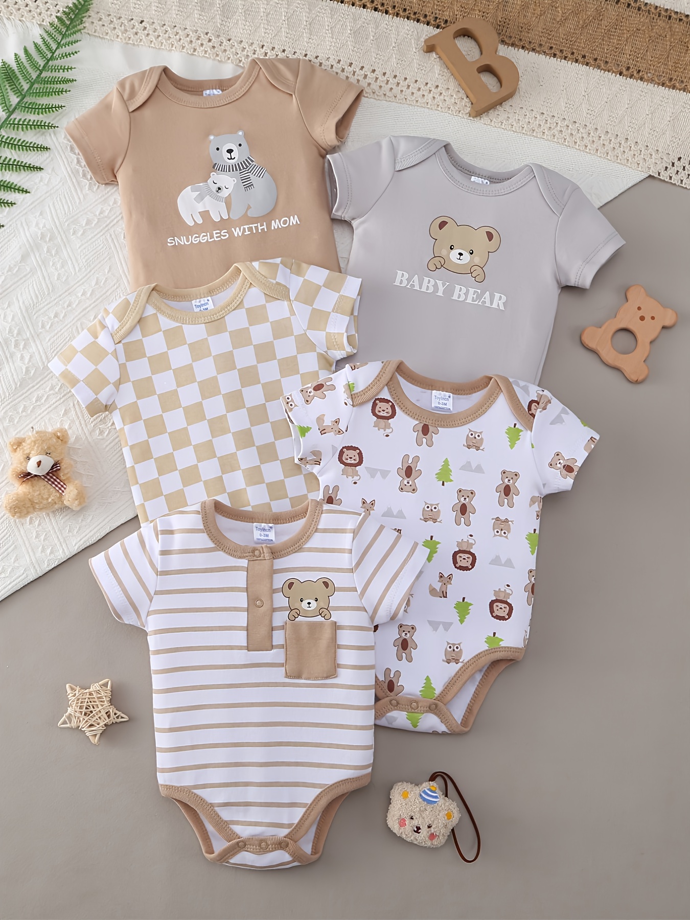 newborn unisex   romper crawling outfit   5pcs set for   spring summer autumn winter   outdoor