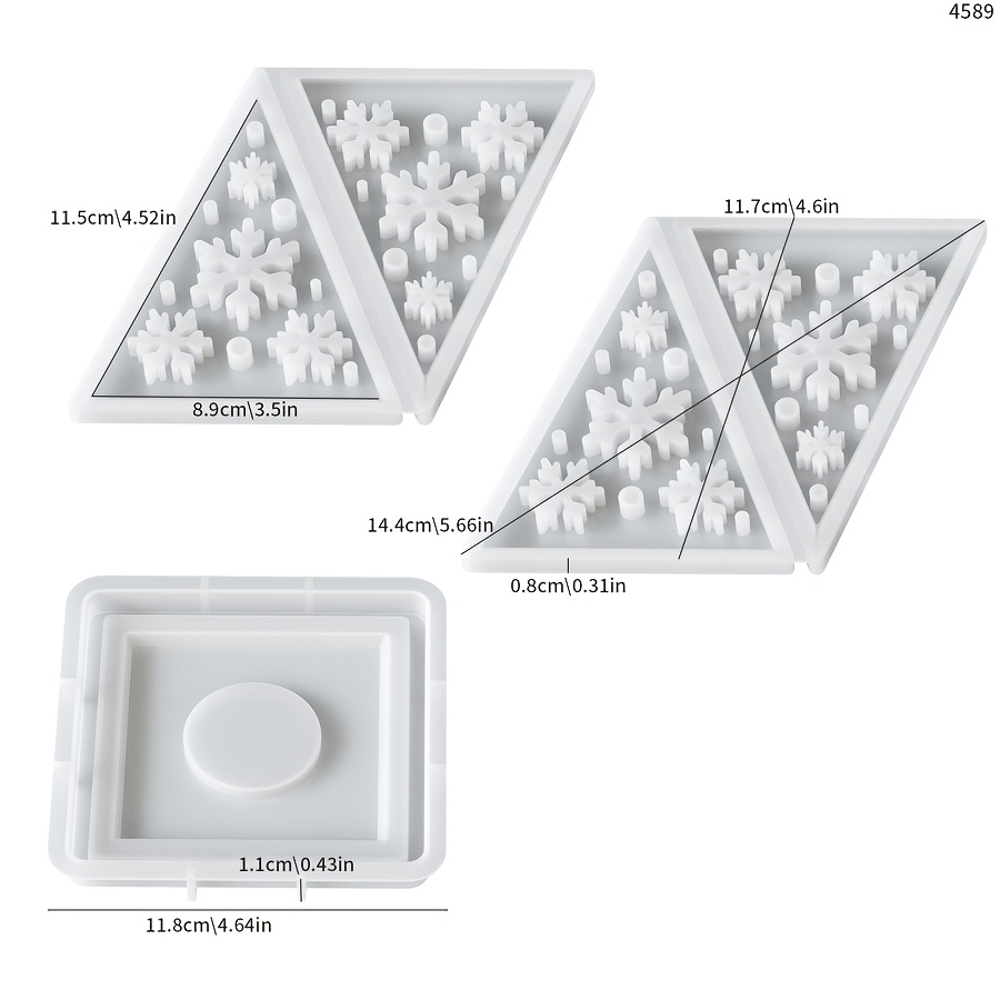 3 Mold Options (moon, Heart, And Snowflake): Silicone Molds For Clay, 3d Pyramid Style Moon And Christmas Candle Holders, And Epoxy Resin Molds For Casting Miniature Plaster Cottages