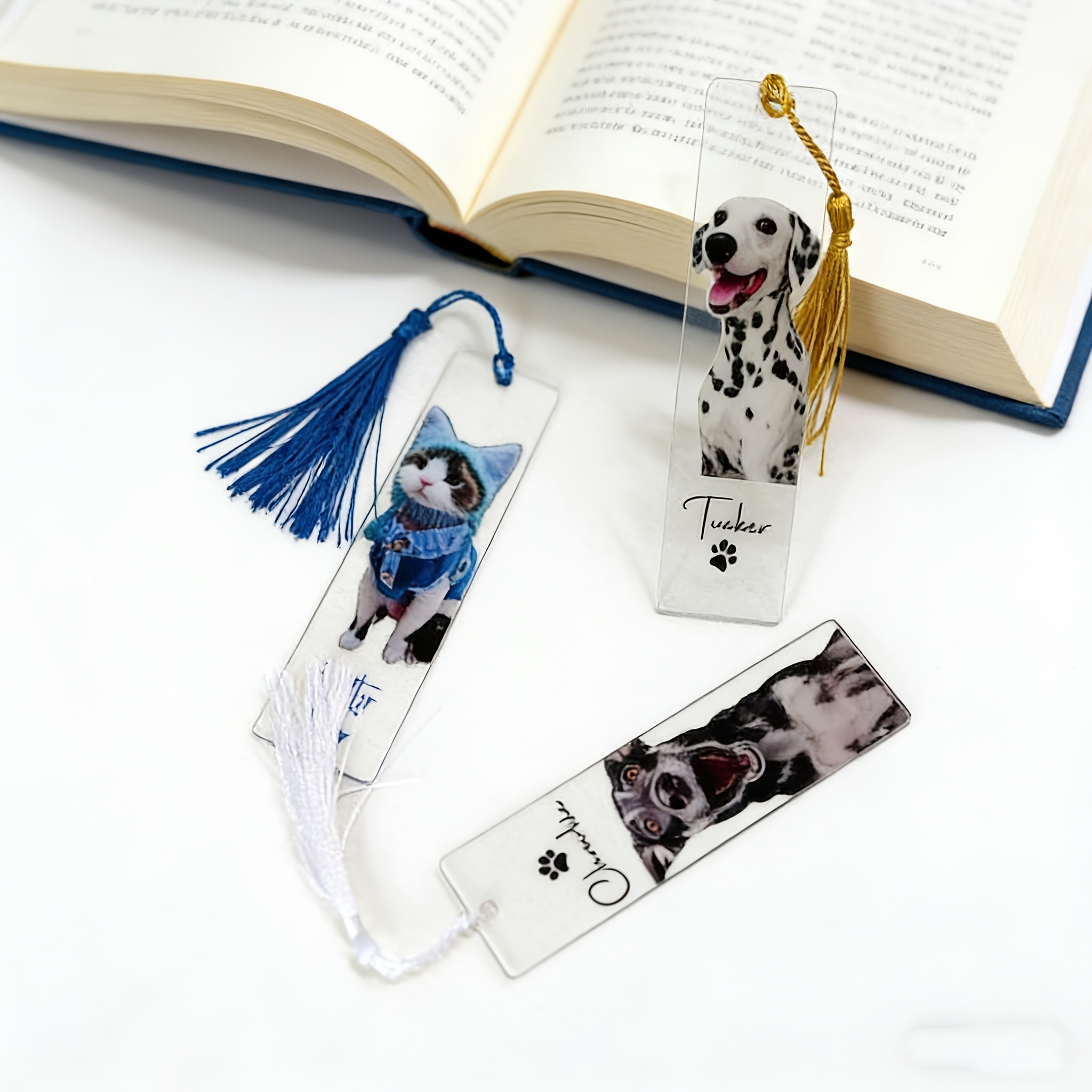 TEMU 1pc Personalized Photo Bookmark With Name, Custom Dog Bookmark, Pet Owner's Gift, Photo Gift, Book Reader Souvenir, Bookmark With Custom Photo