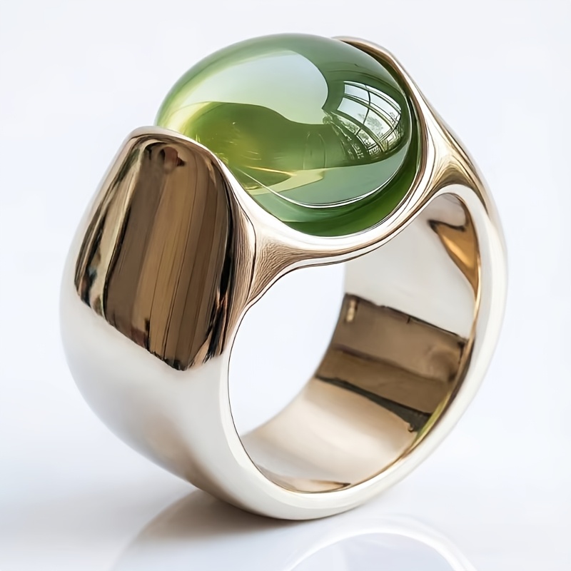 Easy Inlaid Bead Wide Band Women's Ring