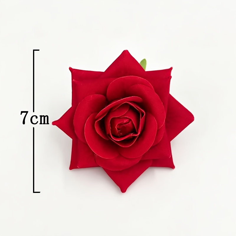 TEMU 26pcs Red Velvet Artificial Rose Heads, Craft Floral Supplies For Wedding Decor, Wreath, Bouquet Making, Party Home Ornament Additions