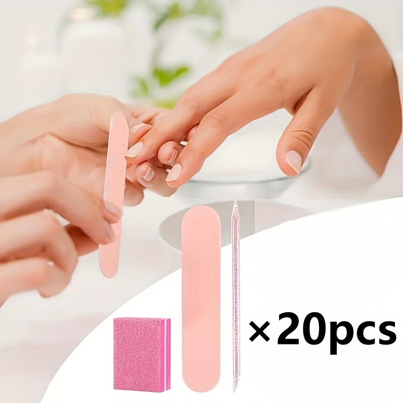 

20pcs Nail Care Kit: Mini Files, Cushion & Stick - Formaldehyde-free For At Home