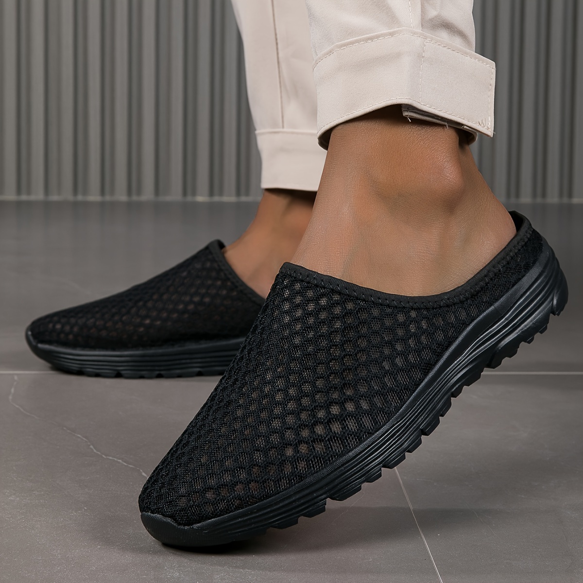 Summer Breathable Half Casual Shoes, Lightweight Slip-On Design