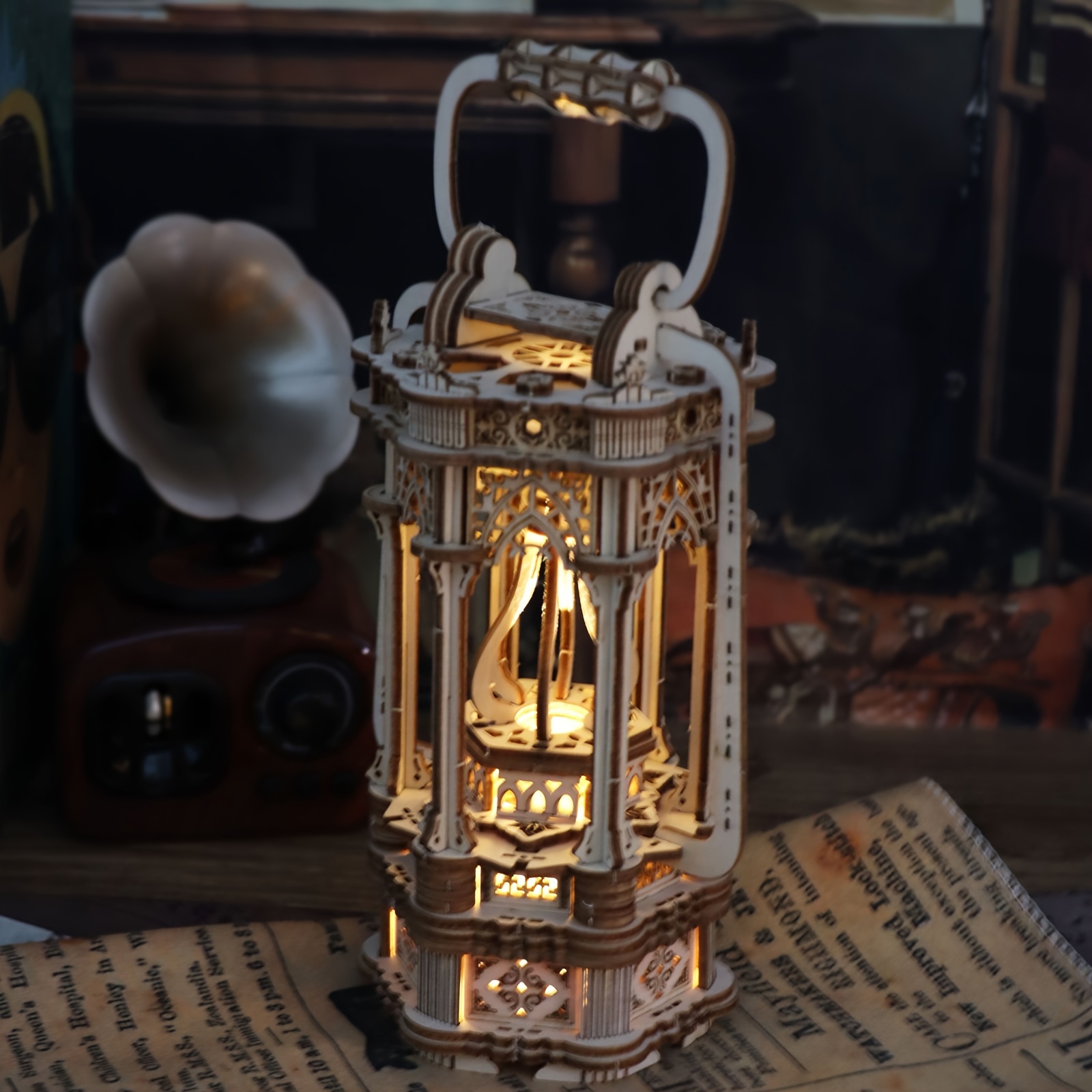 

3d Wooden Puzzles Diy Rotating Vintage Lantern Activity Desk Decor Gifts For Teens