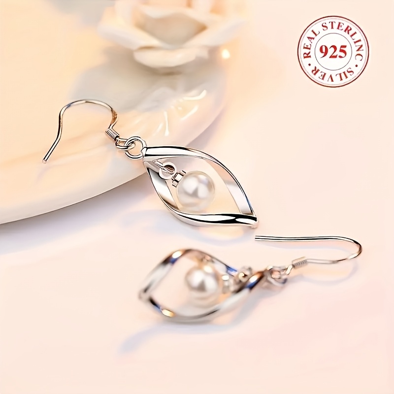 TEMU 925 Sterling Silver Rhombus Dangle Earrings - Drop & Dangle Jewelry With Hypoallergenic, , Simple For Daily Casual Wear