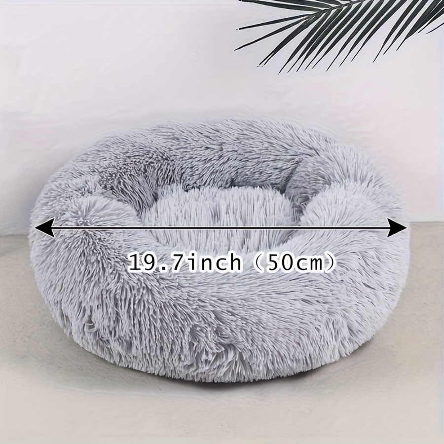 TEMU Cozy Striped Bed & Small Dogs - Warm, Round Fill - Large Pet Bed