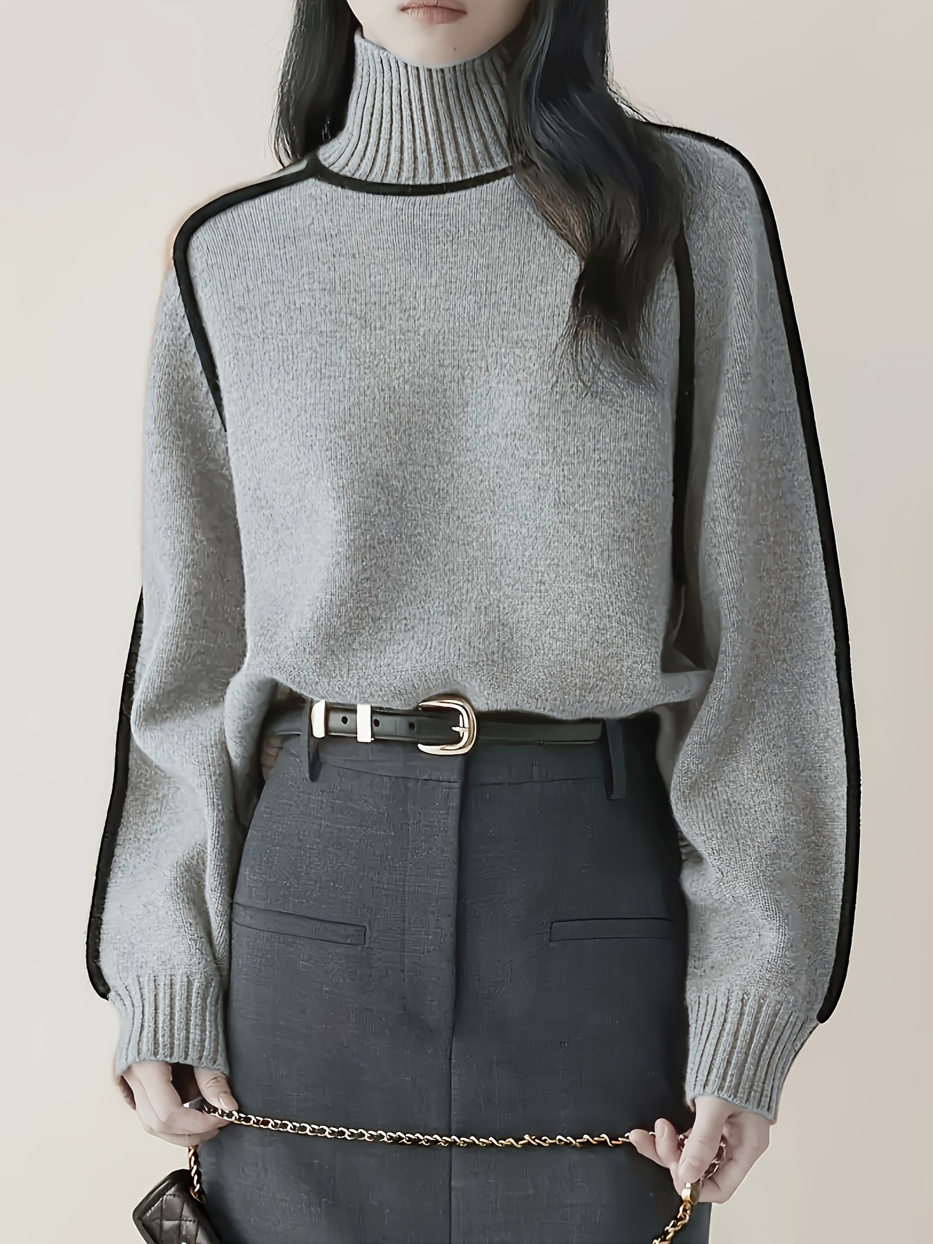 herbst winter damen pullover farbblock design – weicher Temu Germany