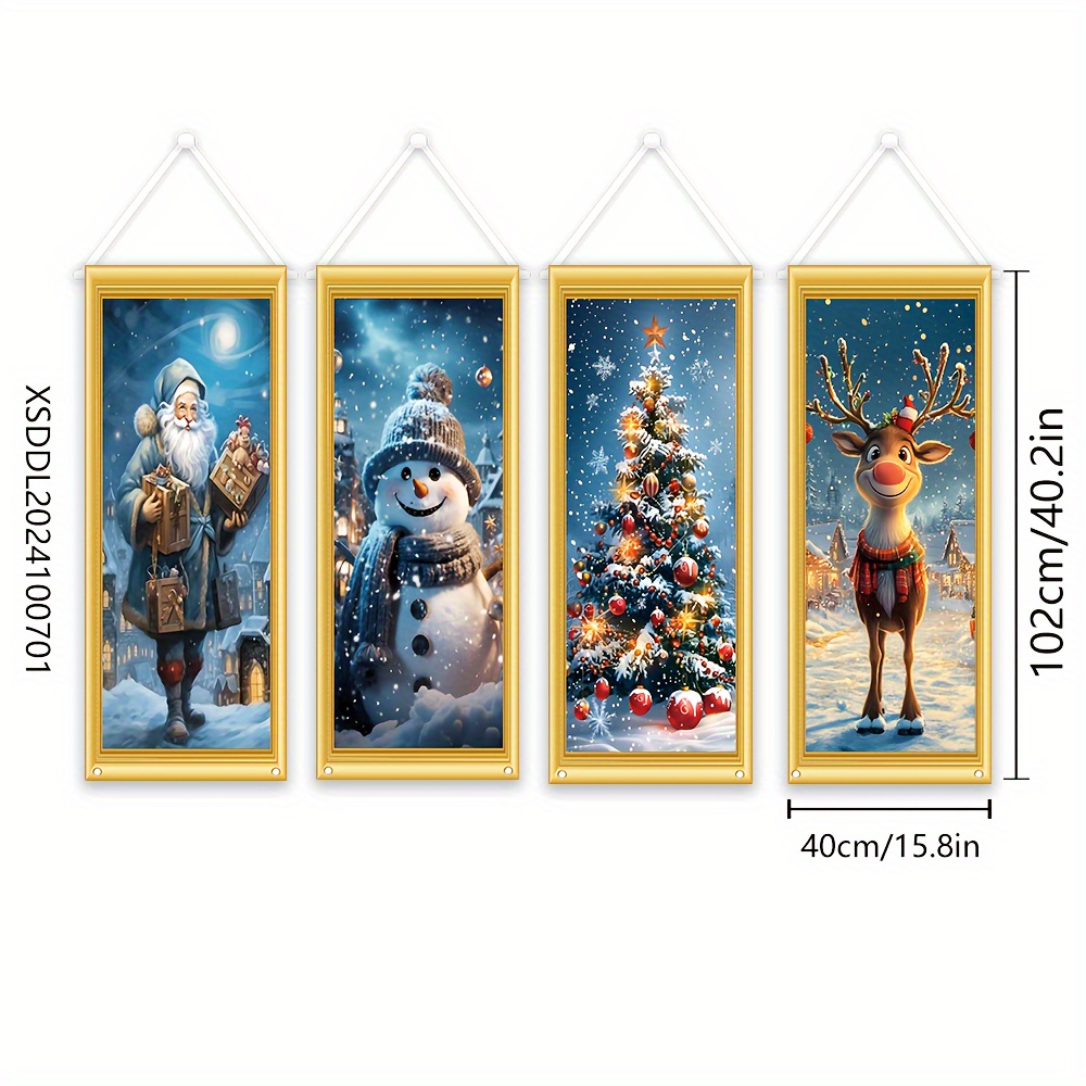 TEMU 4-pack Christmas Polyester , 40.2 X 15.8 , Durable Hanging Decorations, - Party Supplies, No Needed