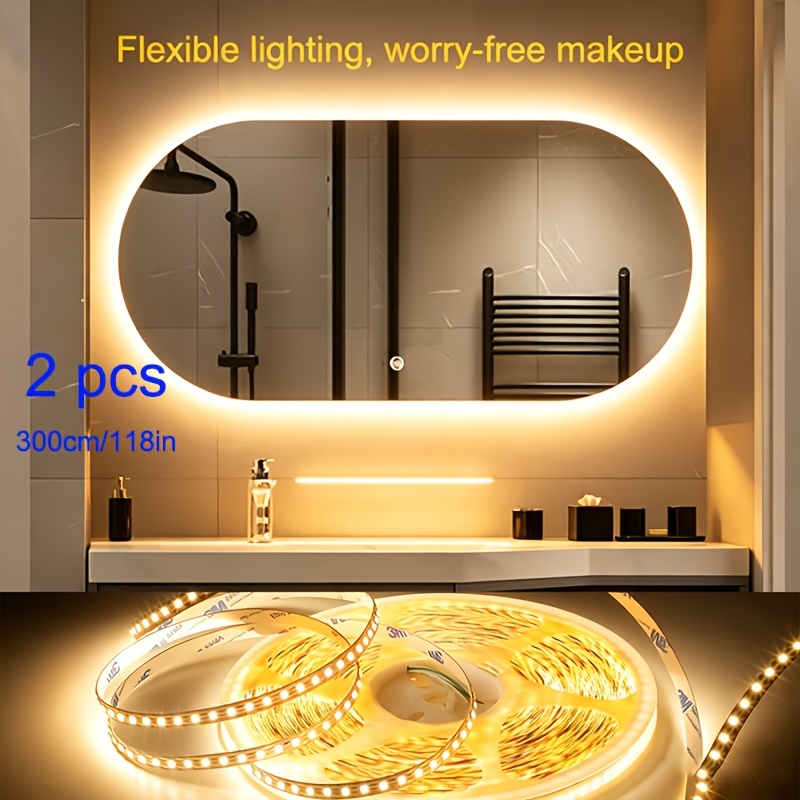TEMU Set di luci per specchio da trucco a LED pezzi/3 , illuminazione per trucco, specchio da trucco con luce, per trucco con luce, con interruttore,