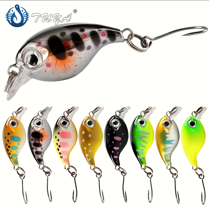 

8pcs Mini Crankbait Fishing Lure Set - Realistic Bionic Baits For Freshwater & Saltwater Angling, Abs Material, Mixed Colors