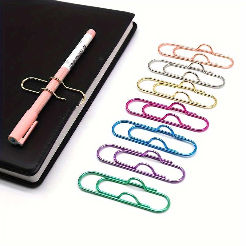 

7pcs Multi-colored Metal Pen Clips, 1 Each Of 7 Colors, Multifunctional Office And Study Supplies, Paper Clips, Iron Paper Clips, Portable Multi-colored Classification Bookmarks And Paper Clips