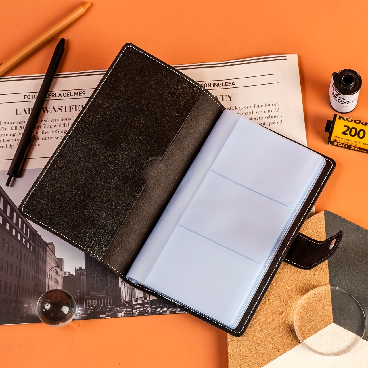 business card binder holder BLU Monaco Black Vegan Leather Portfolio Binder for Women main image 1