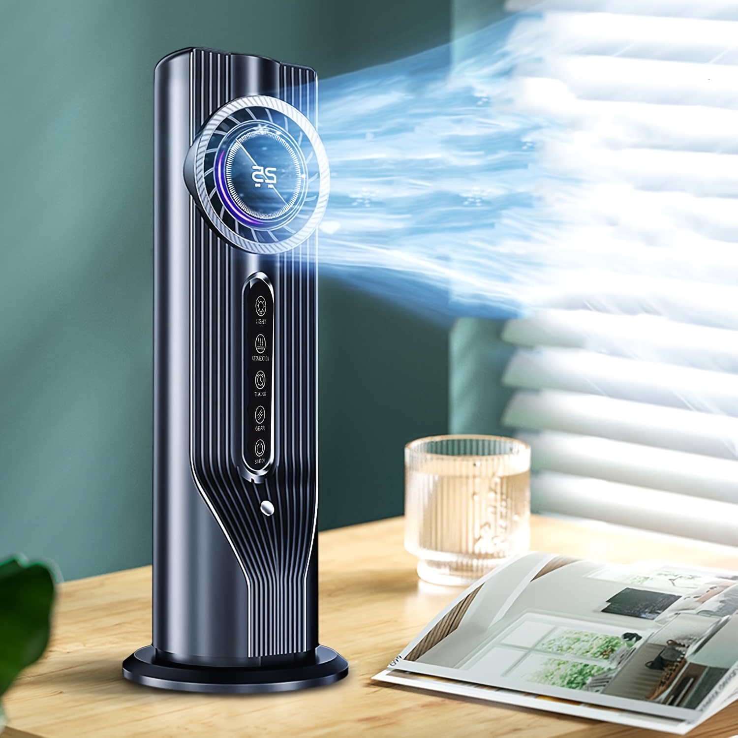 TEMU 3-in-1 Air Cooler Portable Fan | 13.8x7.5x7.1 Inch Desktop Fan, Cooler, Mini Evaporative Air Conditioner, Humidifier With Operation For Office
