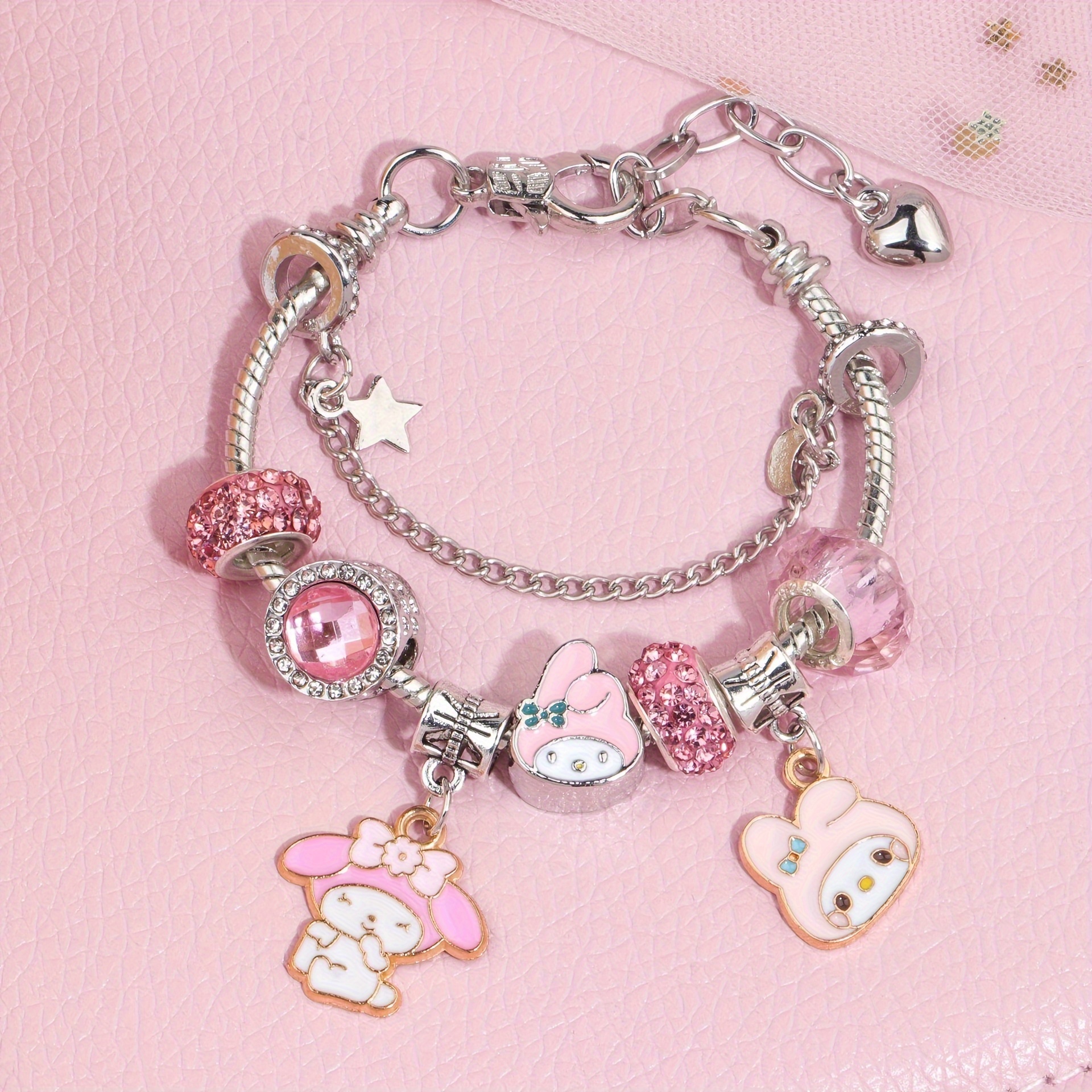 

Sanrio Beaded Bracelet Cartoon Melody Cinnamon Dog Kurumi Beaded Bracelet Luxury Trendy Women's Bracelets Party Gifts