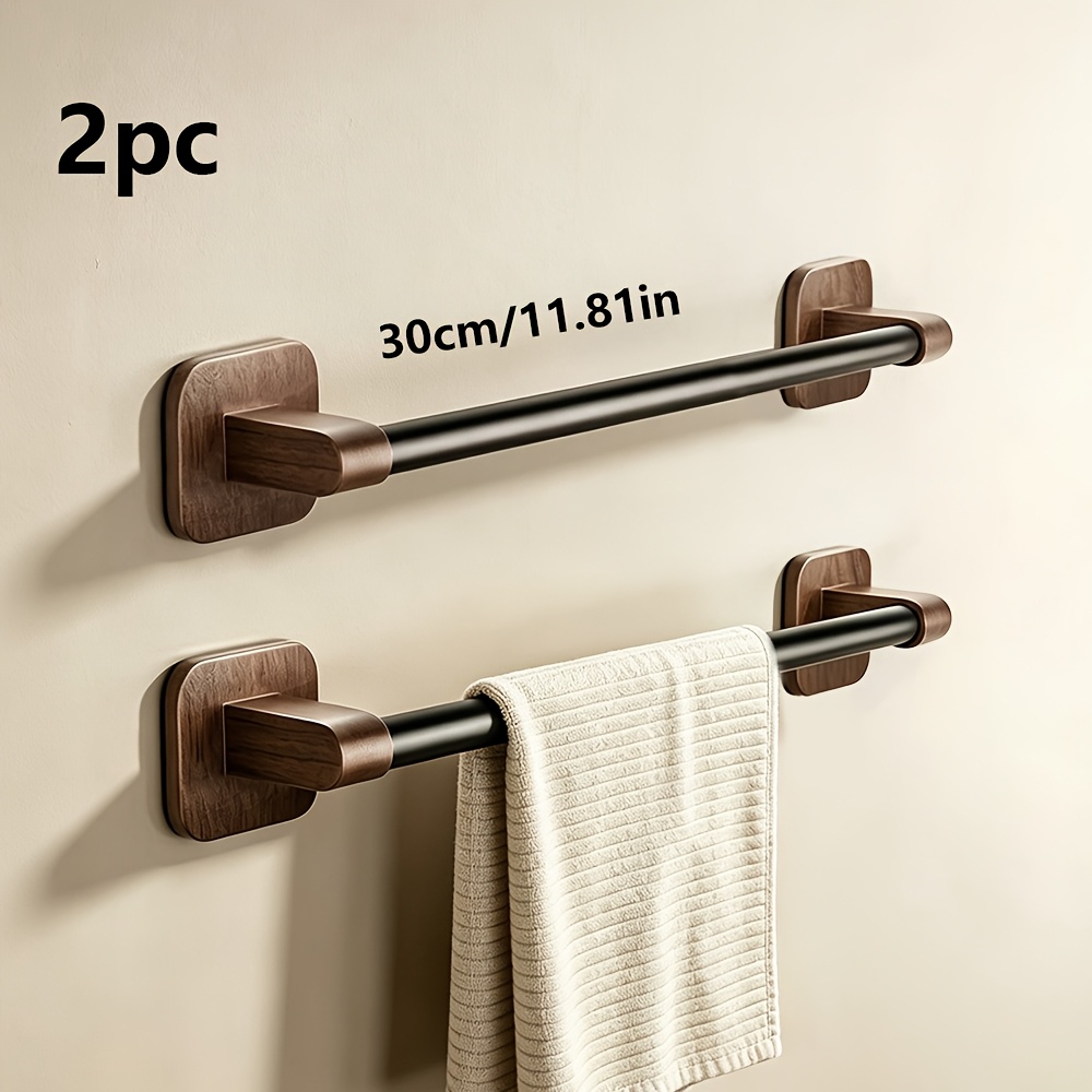 TEMU 2pcs Towel Rack Walnut Color Non-perforated Wall-mounted Bathroom Storage Bathroom Towel Rack Towel Rack, Towel Racks