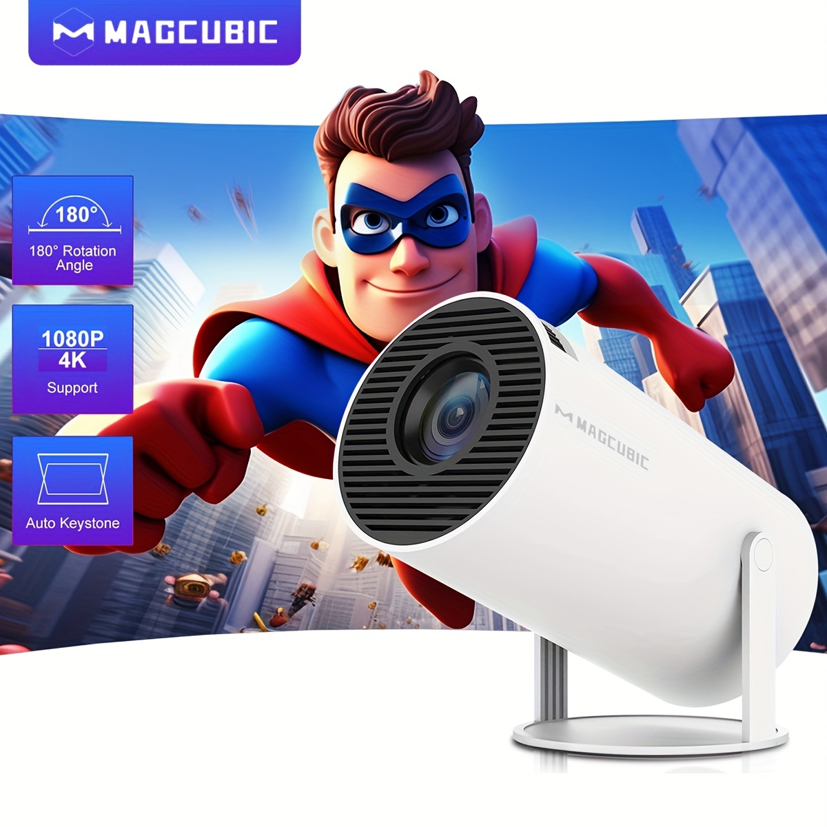 

Magcubic Support 4k Projector Dual Wifi Same Screen Hy300pro Us Plug Hi-chip A3100 200ansi 1280*720p Dual Wifi Home Theater Outdoor Portable