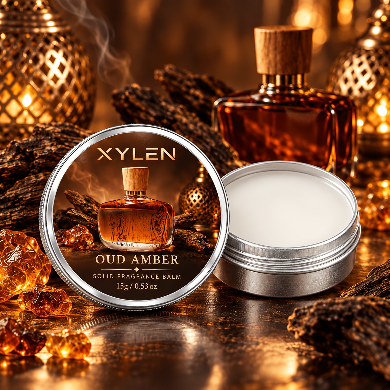 Ebony Amber Solid Perfume Balm, Woody Oriental Fragrance Balm, Portable Body Balm for Men and Women, Unisex Daily Fragrance, Light Luxury High-End Scent, Suitable for Commuting, Dating, Travel, and Parties, Compact Round Box for Easy Carrying