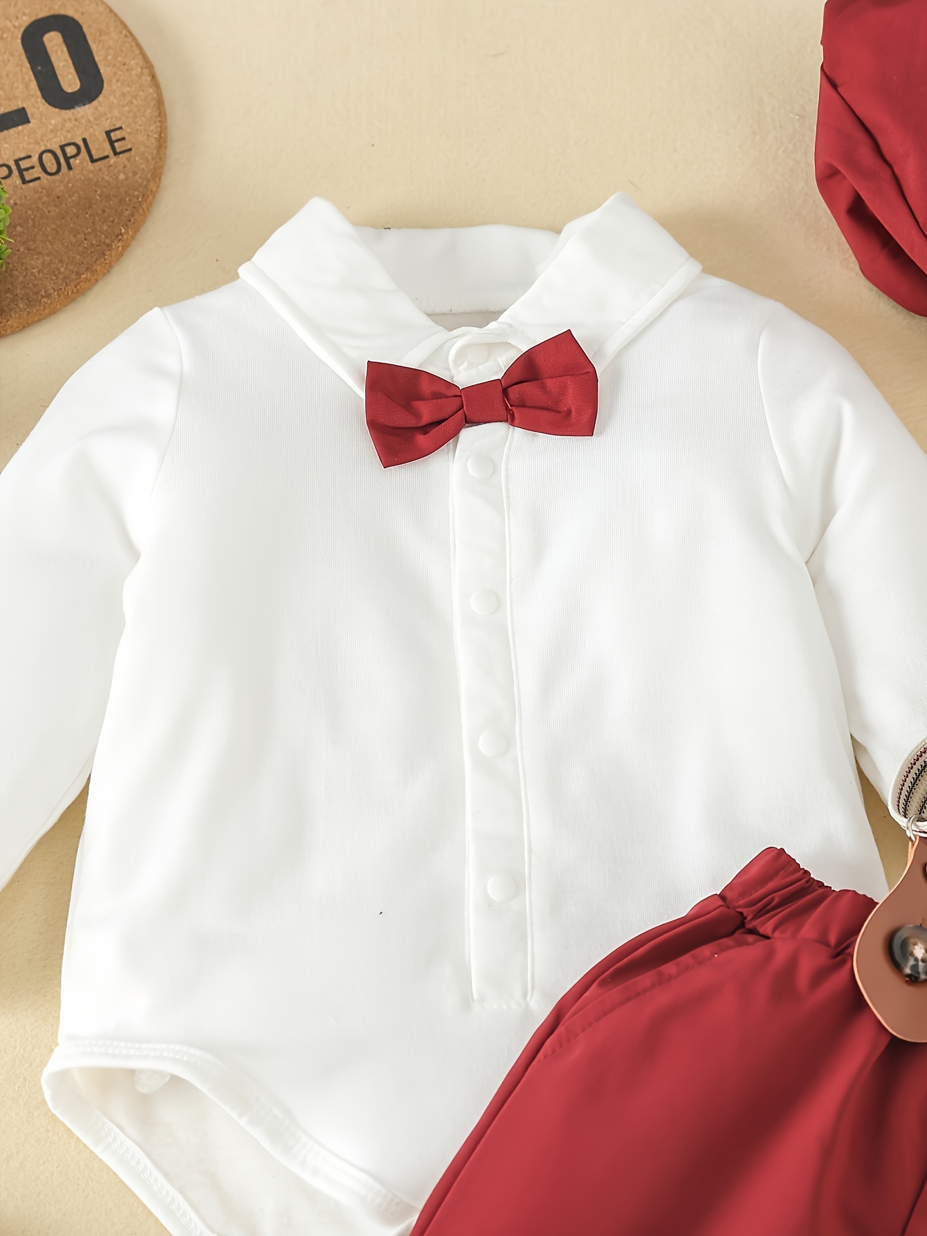 boys 4pcs gentleman outfit set long sleeve romper with bow tie suspenders hat for birthdays weddings special occasions machine washable Product details 19