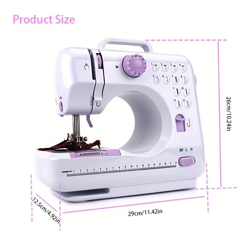 (us.) the   home electric sewing machine is a small, mini, portable sewing machine featuring 12 sewing  , including overlock stitching, button sewing, and bobbin winding. it   a set of accessories, including a bobbin case and 8 adorable cartoon patches. ideal for everyday household sewing, it   a perfect birthday gift, mothers day gift, or selected holiday gift. suitable for  , adults, beginners, and sewing enthusiasts, it   in a delicate lavender color. detalles 1
