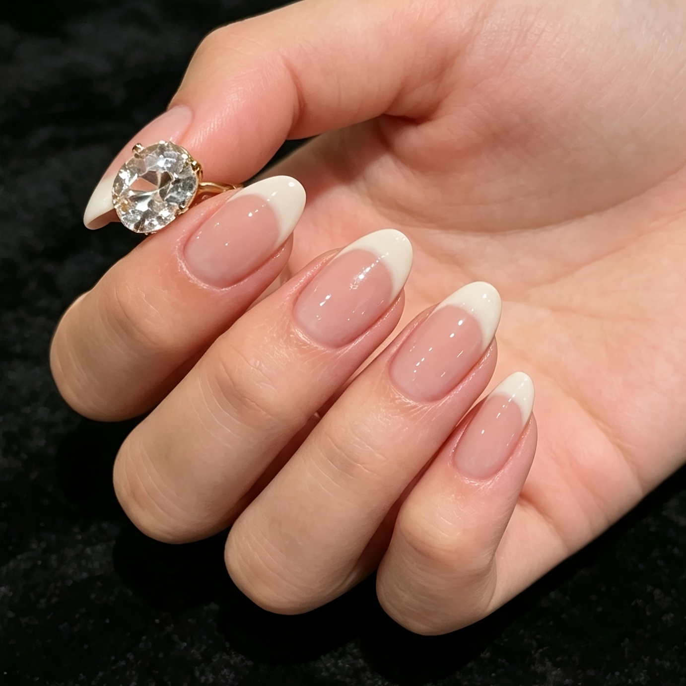 TEMU 10pcs Of Almond False Nails, White Gradient French Simple Temperament, Manicure, Sweet French Wearable Manicure, Almond Fashion High-end