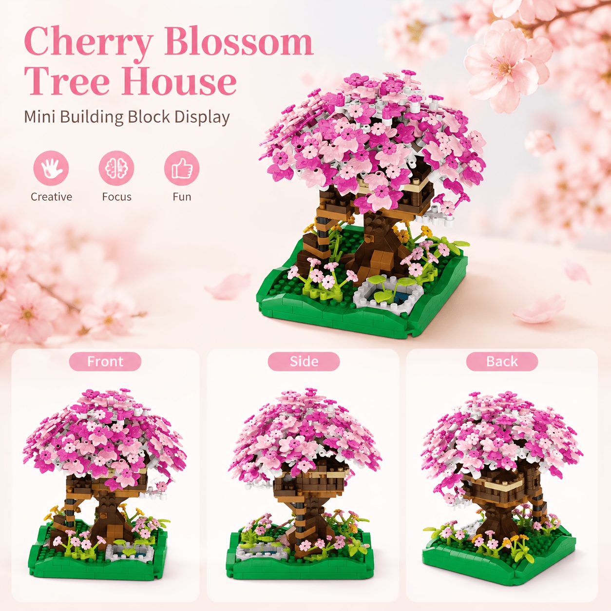 Pink Floral Garden Building Set Mini Flower Landscape