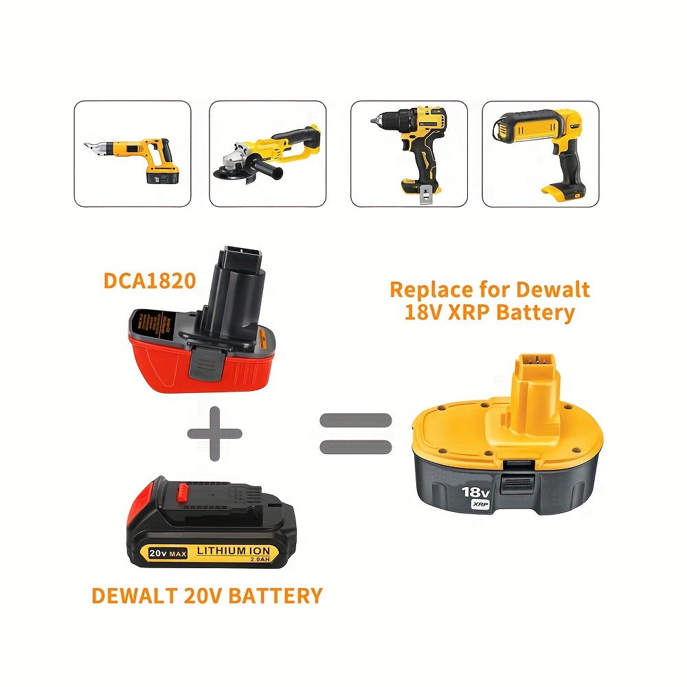 1pc *A1820 18V To 20V Battery Adapter, For Dewalt 18 Volt Tools Dewalt  20V Lithium Battery *B200 For Dewalt 18V NiMh *9096