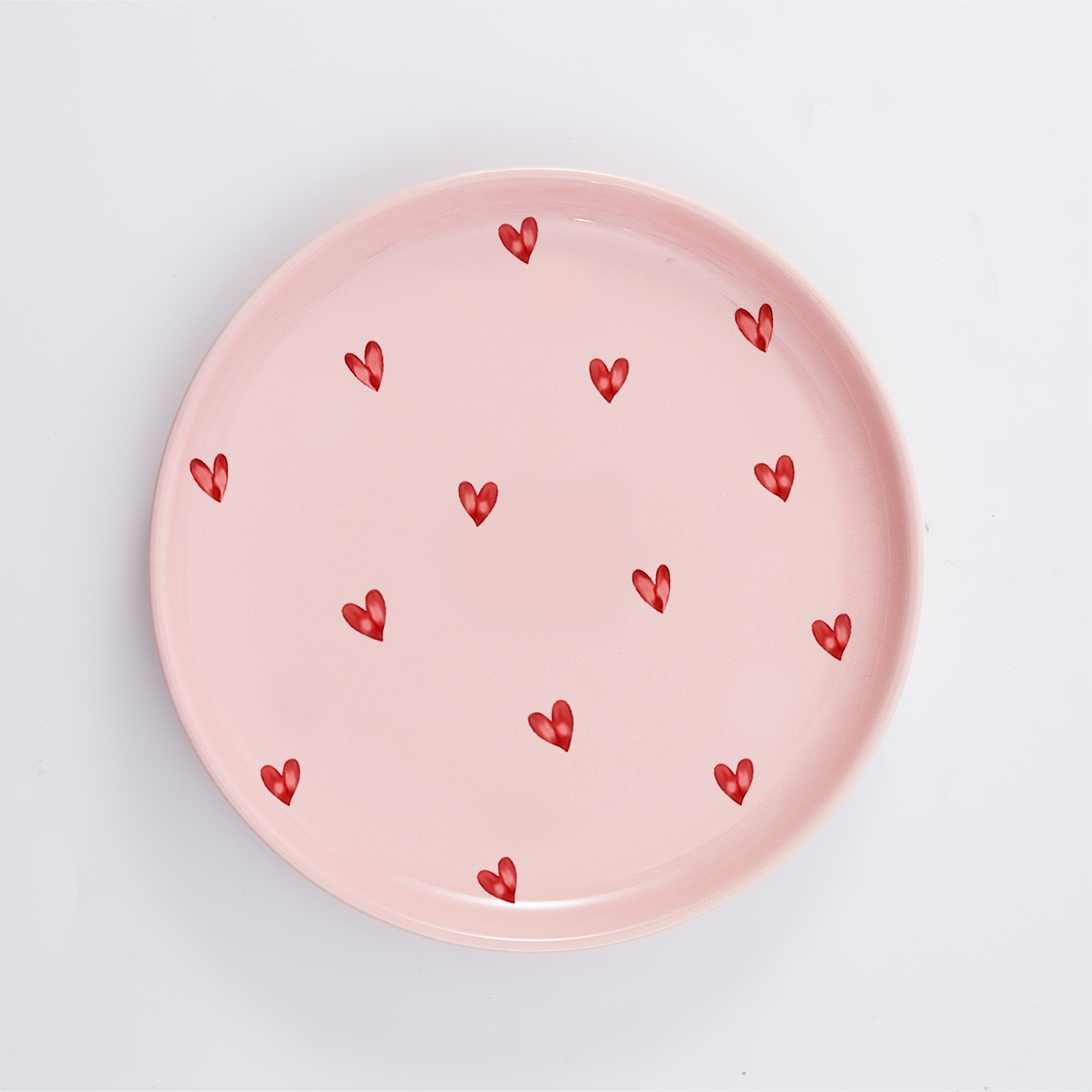 Image of 1pc Of Pink Ceramic 8-inch Plate, Featuring A -shaped Design, Perfect For Desserts, Salads, And Appetizers, Ideal For Pancakes, Steaks, And Great For Holiday Parties, Weddings, And Anniversaries