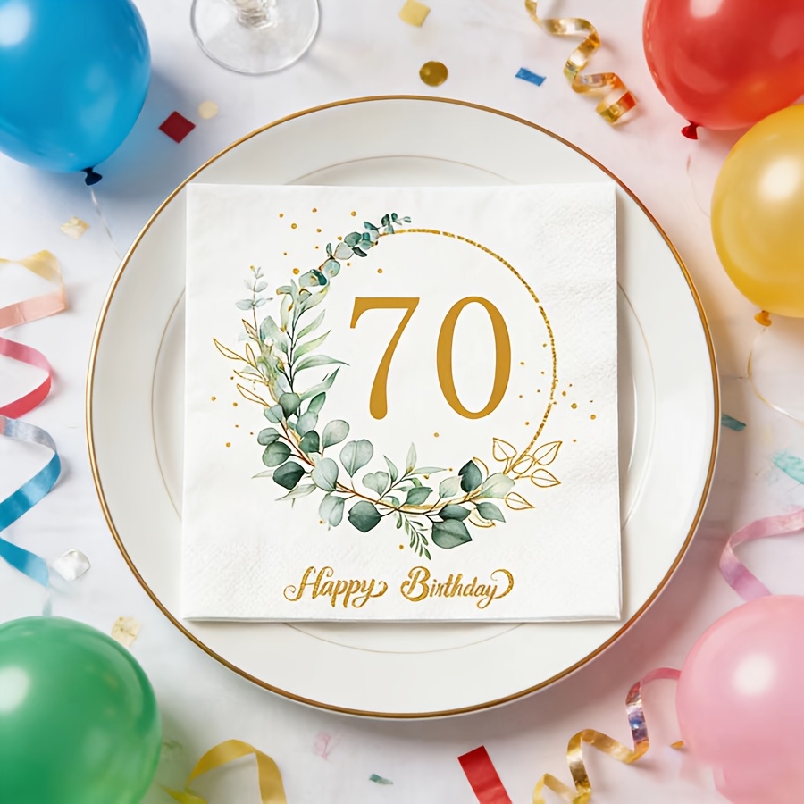 E-shop 16 Stück Eukalyptus-Servietten für die 70. Geburtstagsfeier, geeignet für Geburtstagsfeiern, Familientreffen, Hochzeitssaison, Jubiläumsfeiern