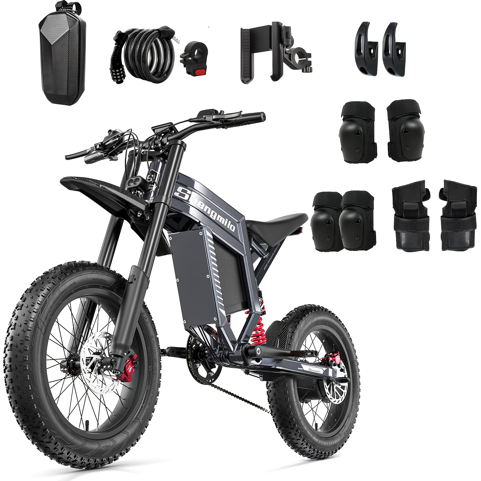 christmas gift   electric mountain bike 60 v 30 ah hydraulic     gears 20 x 4 0 wide tyre double shoulder shock absorber adult mountain electric motorcycle bike Product details 1