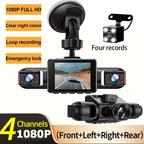 real 4 channel 1080p fhd front and 720p interior car dvr with clear emergency locking loop recording and essential for ensures