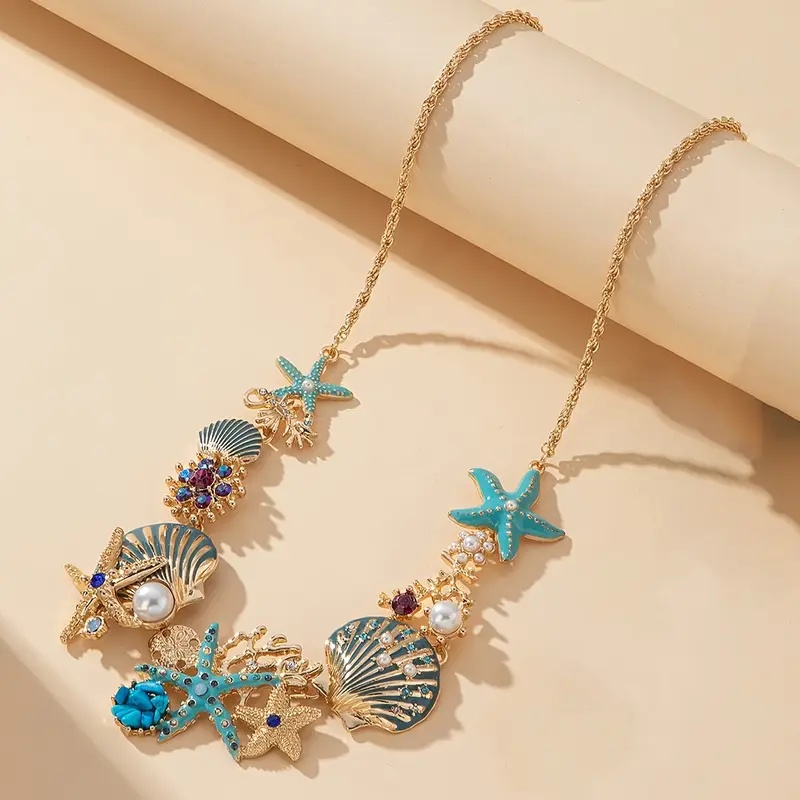   ocean themed jewelry   as a necklace bracelet or earrings featuring elements such as imitation   imitation seashells and imitation it has a romantic and   style suitable for    
